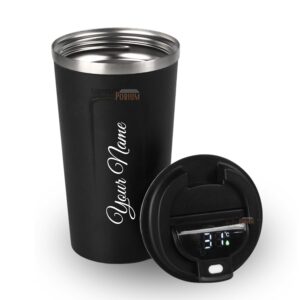 Personalised Stainless Steel Vacuum Coffee Mug with Temperature Display | 380 Ml Office Coffee Mug | Customised Travel Coffee Mug Leakproof Hot for 6 Hrs