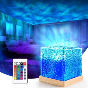 Projector Lights Ocean Wave, 3D Water Wave Effect LED Night Light, Crystal Table Lamp with Remote