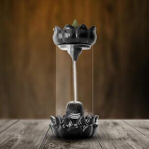 Mahadev Adiyogi Shivling Backflow Incense Burner Shivling Backflow Incense Burner Waterfall Smoke Fountain with Free of 10 Backflow Cones/Dhoop