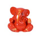 Polyresin Orange Ganesha Statue for Car Dashboard God Ganesh Murti Ganpati Idol Figurine with Double Side Tape