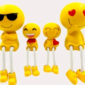 Smiley family dad girl boy mom polyresin hanging legs love showpiece Decorative Showpiece - 5 cm  (Polyresin, Yellow)