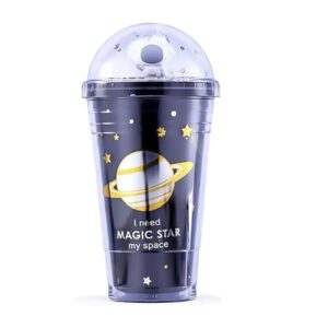 LED Light Sipper Acrylic Bottle with Straw, Tumbler Water Bottle, BPA-Free, Leak-Proof for Kids - Assorted Color (Astronaut Theme)