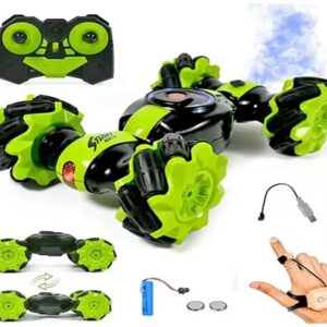 RC Gesture Control Stunt Car with Smoke Effect for Kids – 360° Rotating Double-Sided Remote Control Car, Drift & Twist Action, LED Lights, Rechargeable Off-Road Toy Vehicle for Boys & Girls