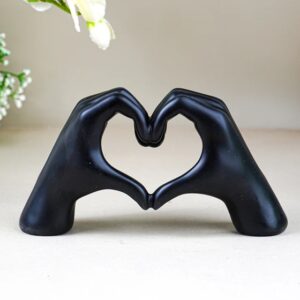 Emotions Hand Gesture Statue Art Crafts Heart Hand Sculpture for Mantel Desk Bedroom Black | Black Heart Hands Figurine