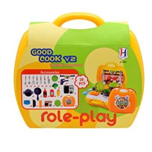 23 Piece Deluxe Kitchen Series Pretend and Play Kitchen Play Set in Carry case