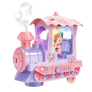 Musical Train Toy | Spray Steam Train Vehicle Toy for Kids|Boys|Girls with Music, Light and Bump & Go Mode | Lights & Sound | Pink Lavender